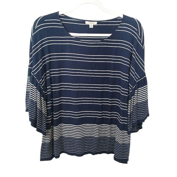 Sophie Max Blue White Striped Top - Picture 1 of 9